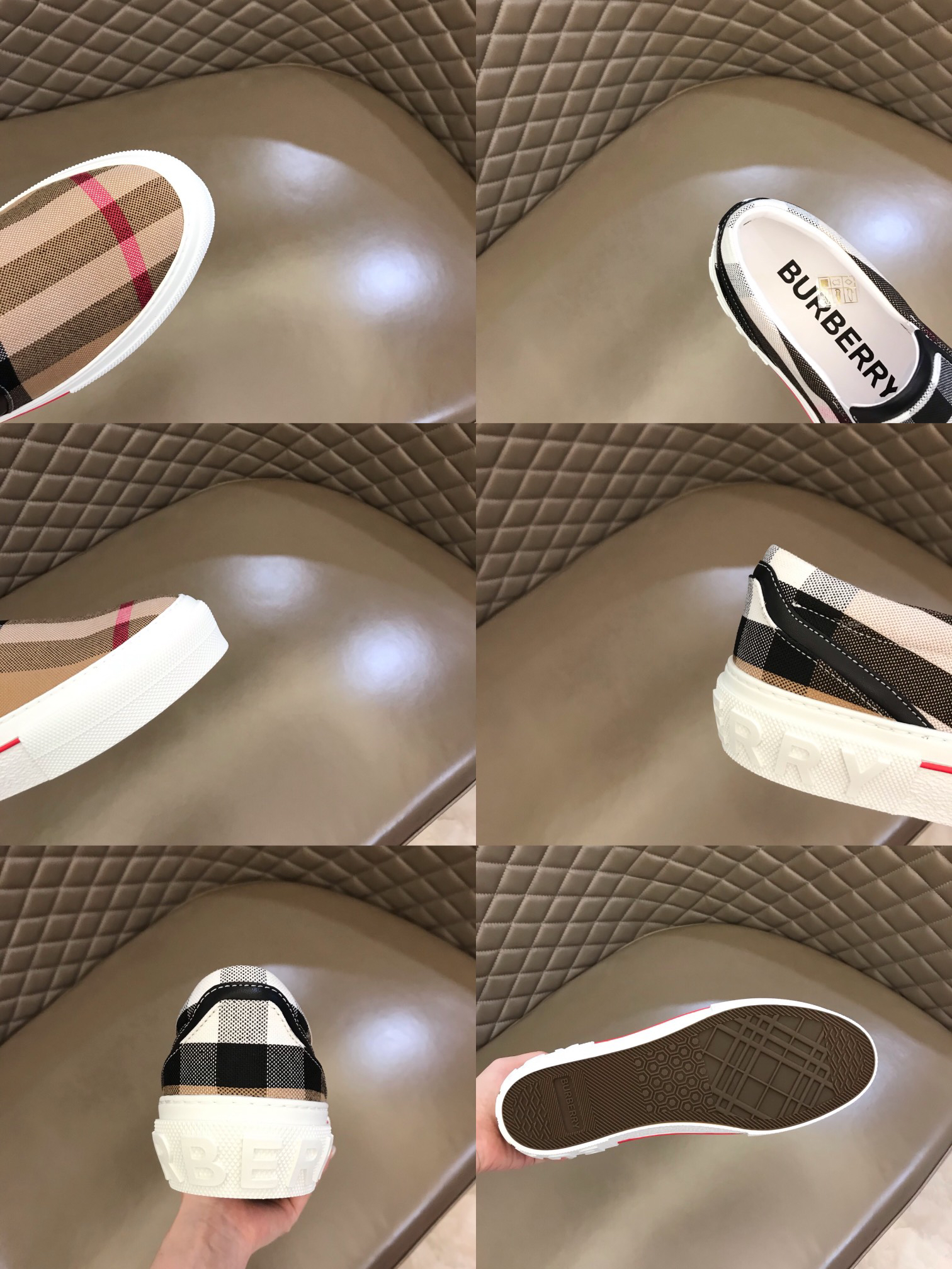 Burberry Vintage Check Slip-On Sneakers Khaki