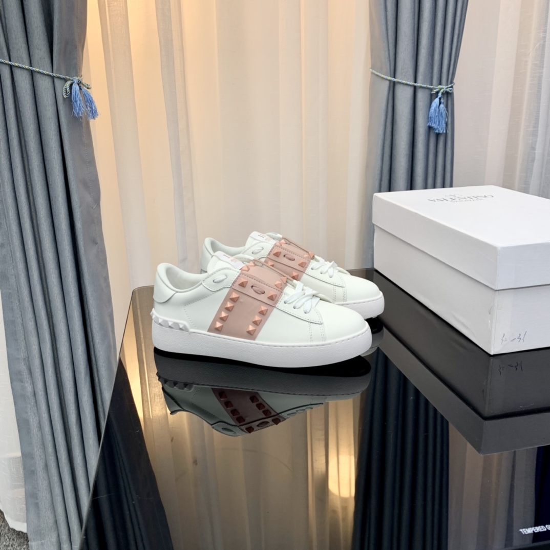 Valentino Rockstud Strap Sneakers White/Pink