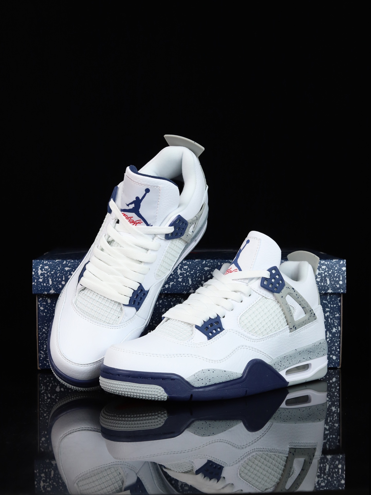Jordan Air Jordan 4 Retro AJ4 Shoes White Navy