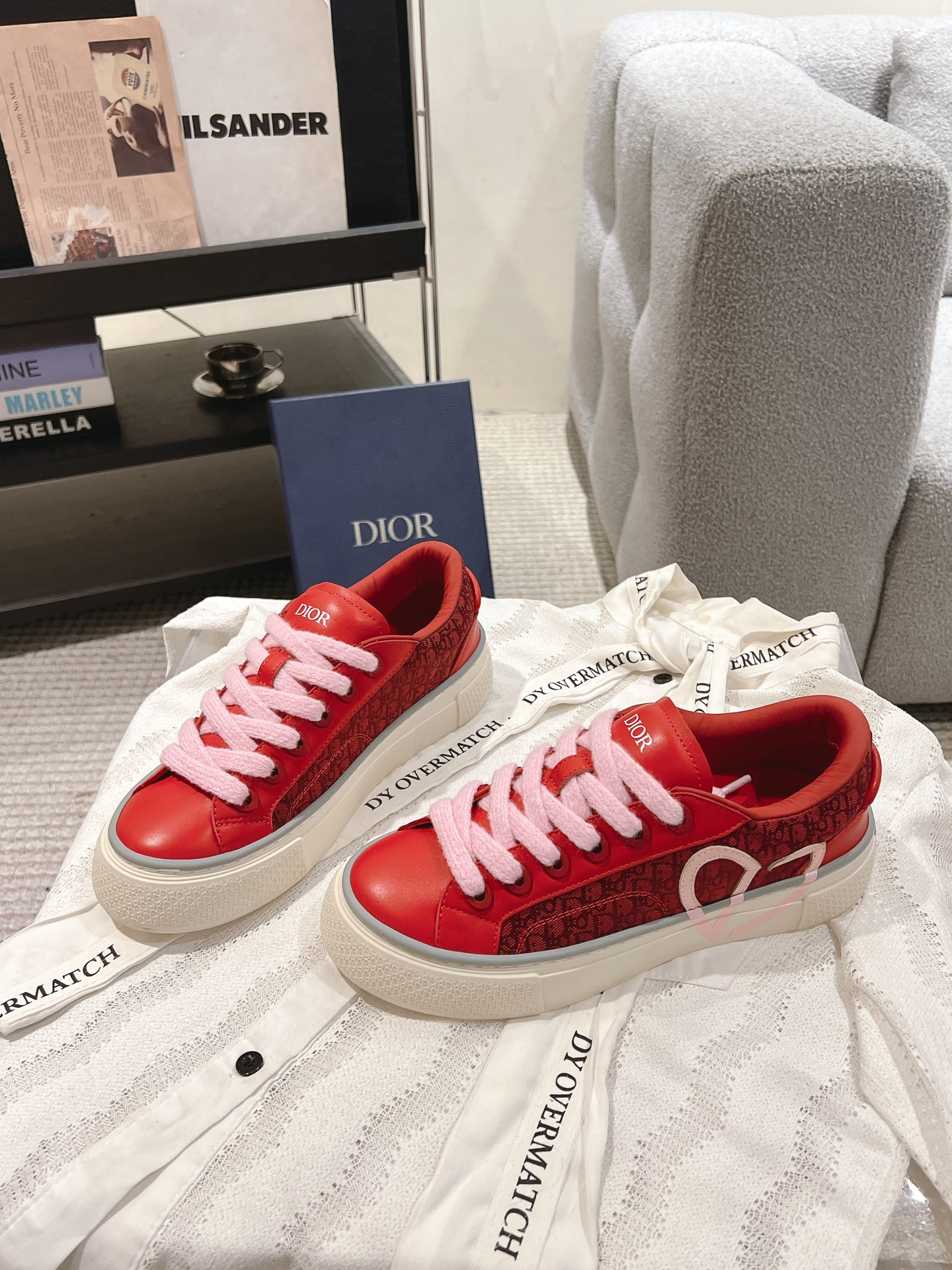 Dior B33 CD Diamond Skate Sneakers Red