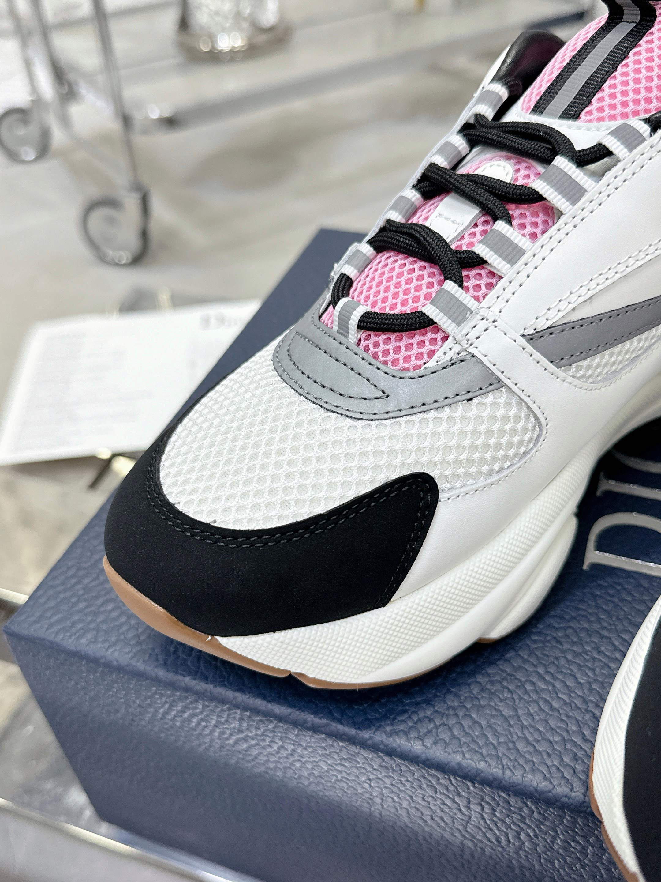 Dior B22 Mesh Sneakers White Pink