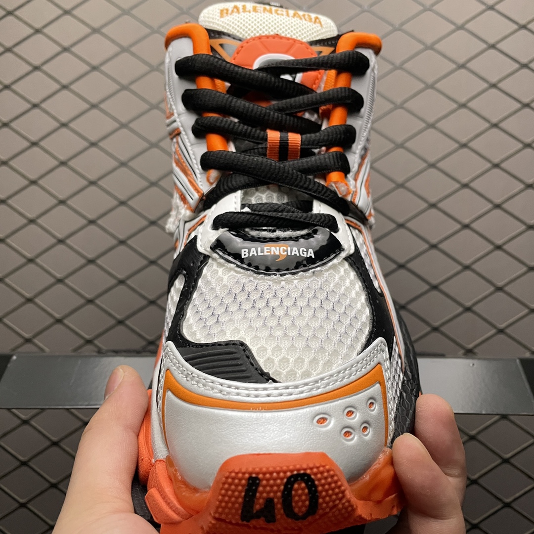 Balenciaga Runner Distressed Dad Sneakers White/Orange