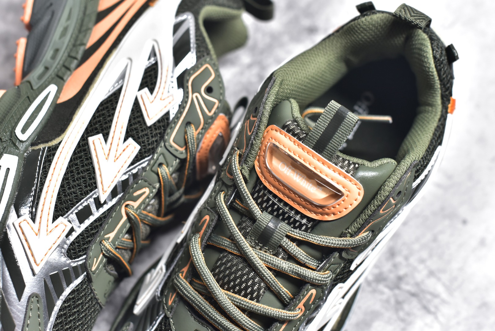 Off-White CO Virgil Abloh Retro Runner Sneakers Green