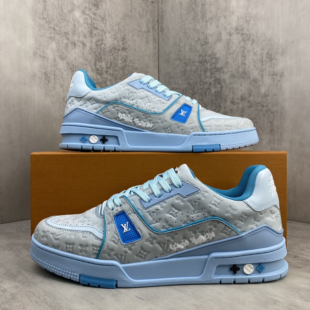 Louis Vuitton LV Trainer Leather Sneakers Blue
