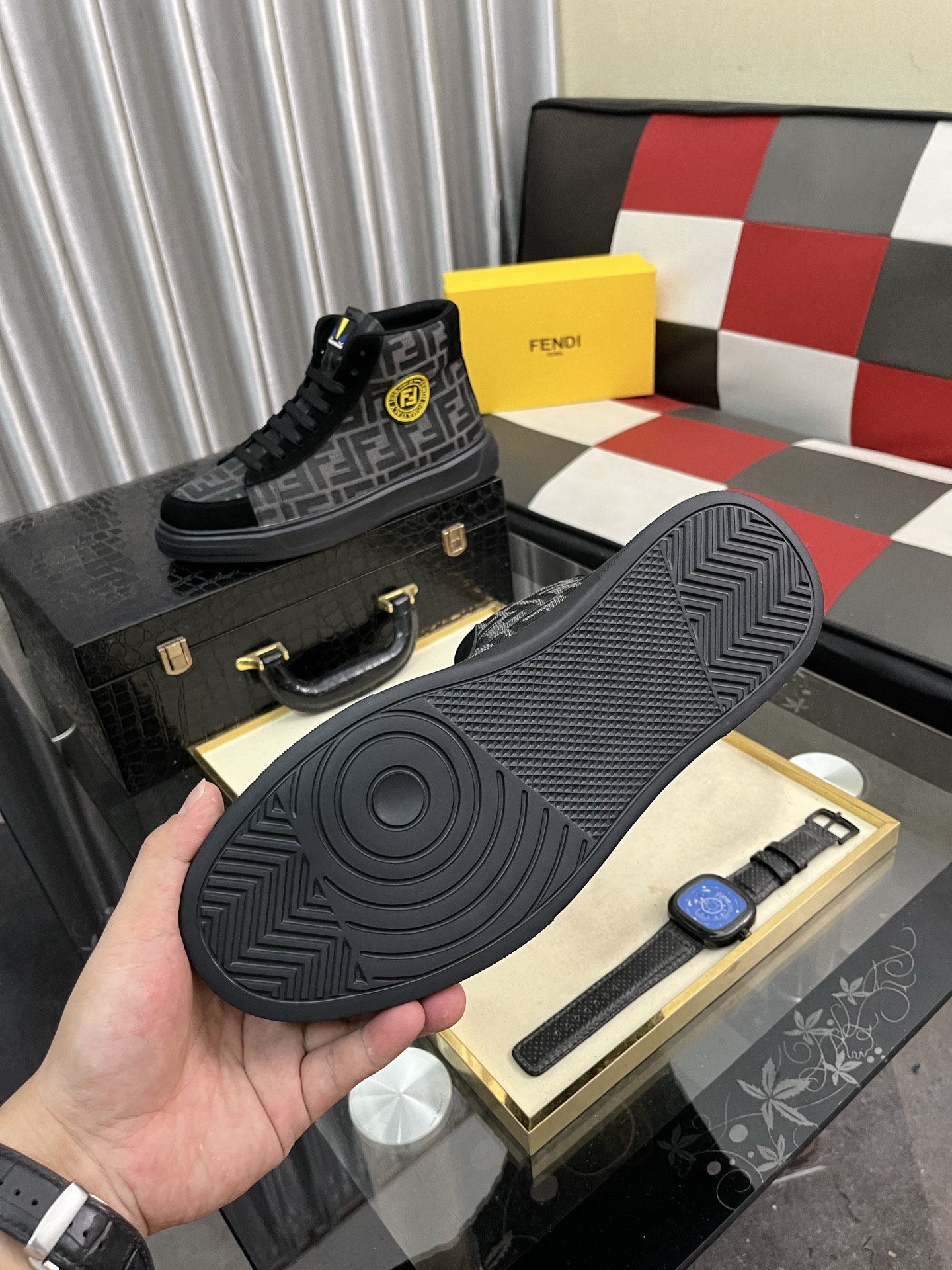 Fendi FF High-Top Sneakers Black