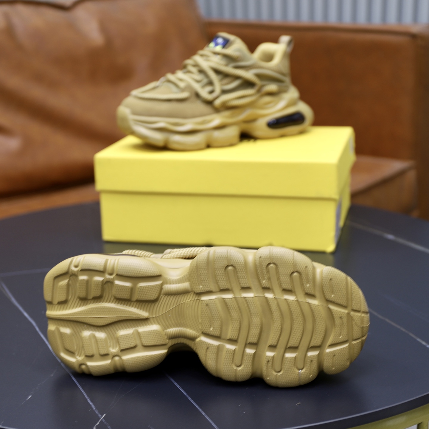 Fendi Breathable Mesh Chunky Sneakers Khaki