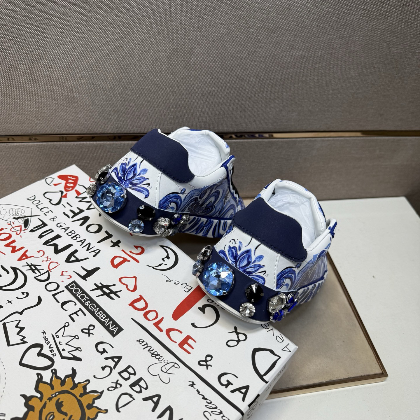 Dolce & Gabbana Baroque Low Sneakers Blue/White