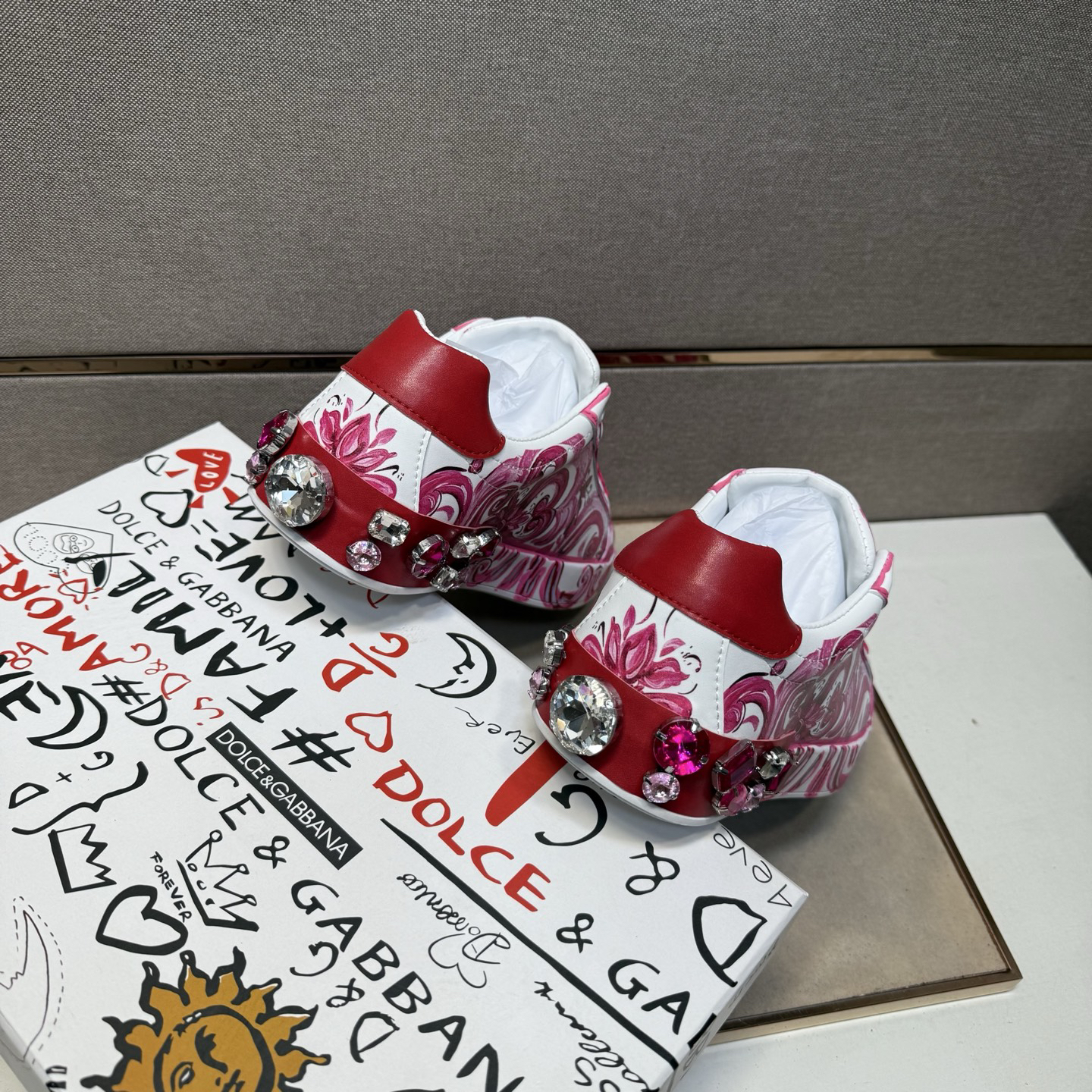 Dolce & Gabbana Baroque Low Sneakers Pink/White