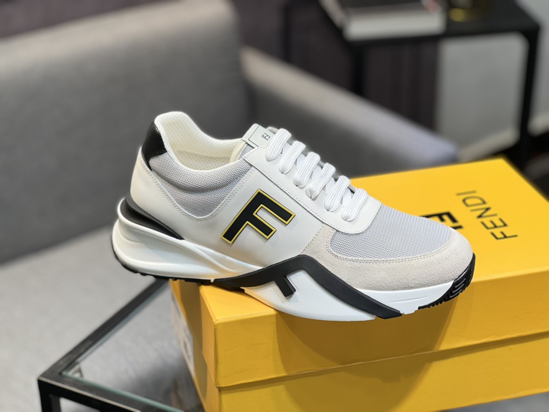 Fendi FF Logo Mesh Sneakers White