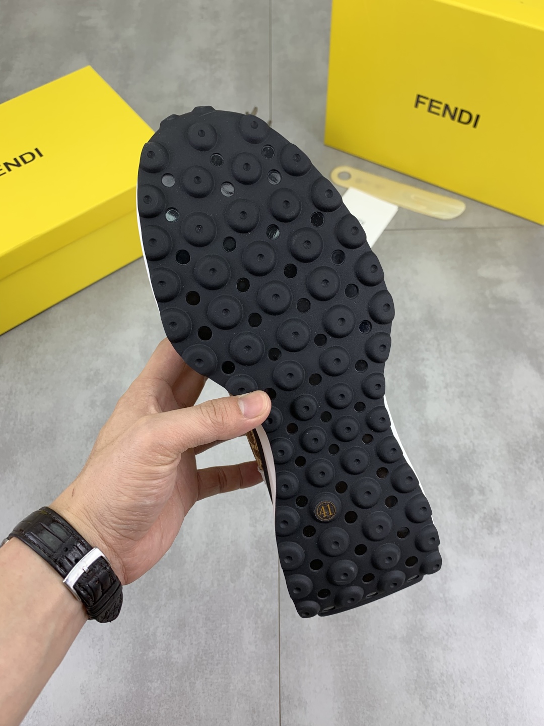 Fendi Monogram Leather Sneakers Brown