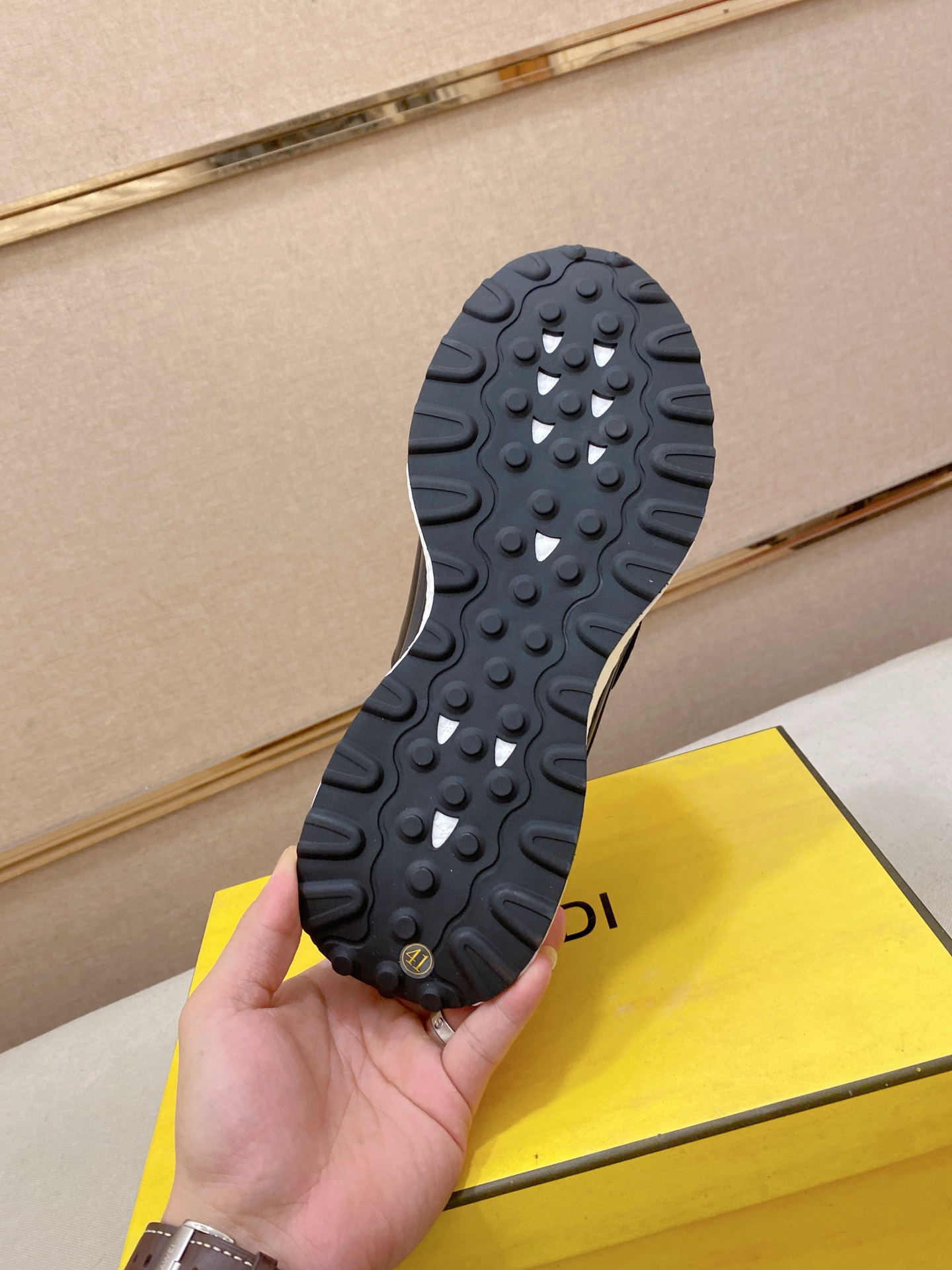 Fendi FF Slip-On Runner Sneakers Beige