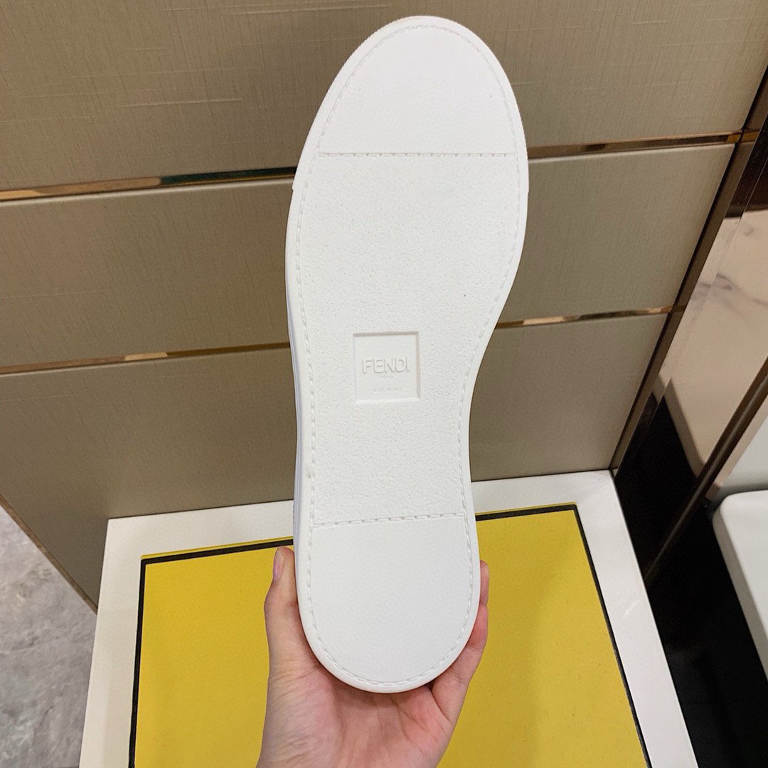 Fendi Leather Slip-On Sneakers White