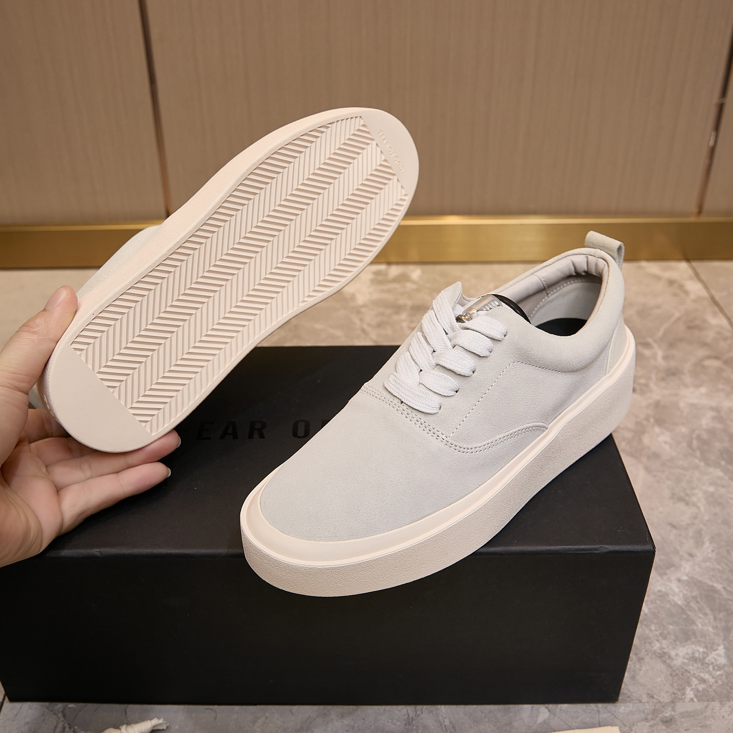 Fear of God FOG 101 Suede Skate Shoes Light Grey