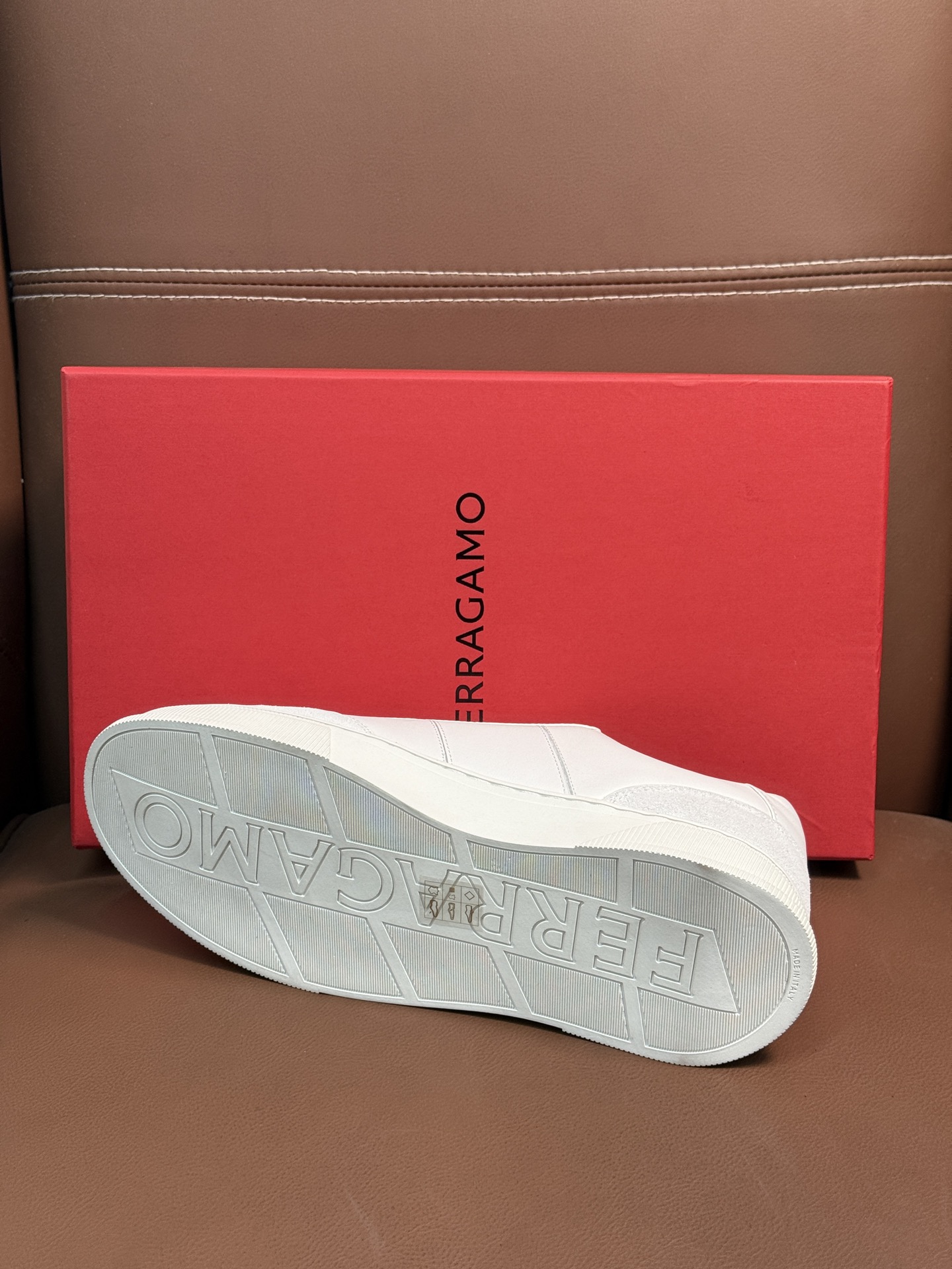Ferragamo Gancini Leather Sneakers White