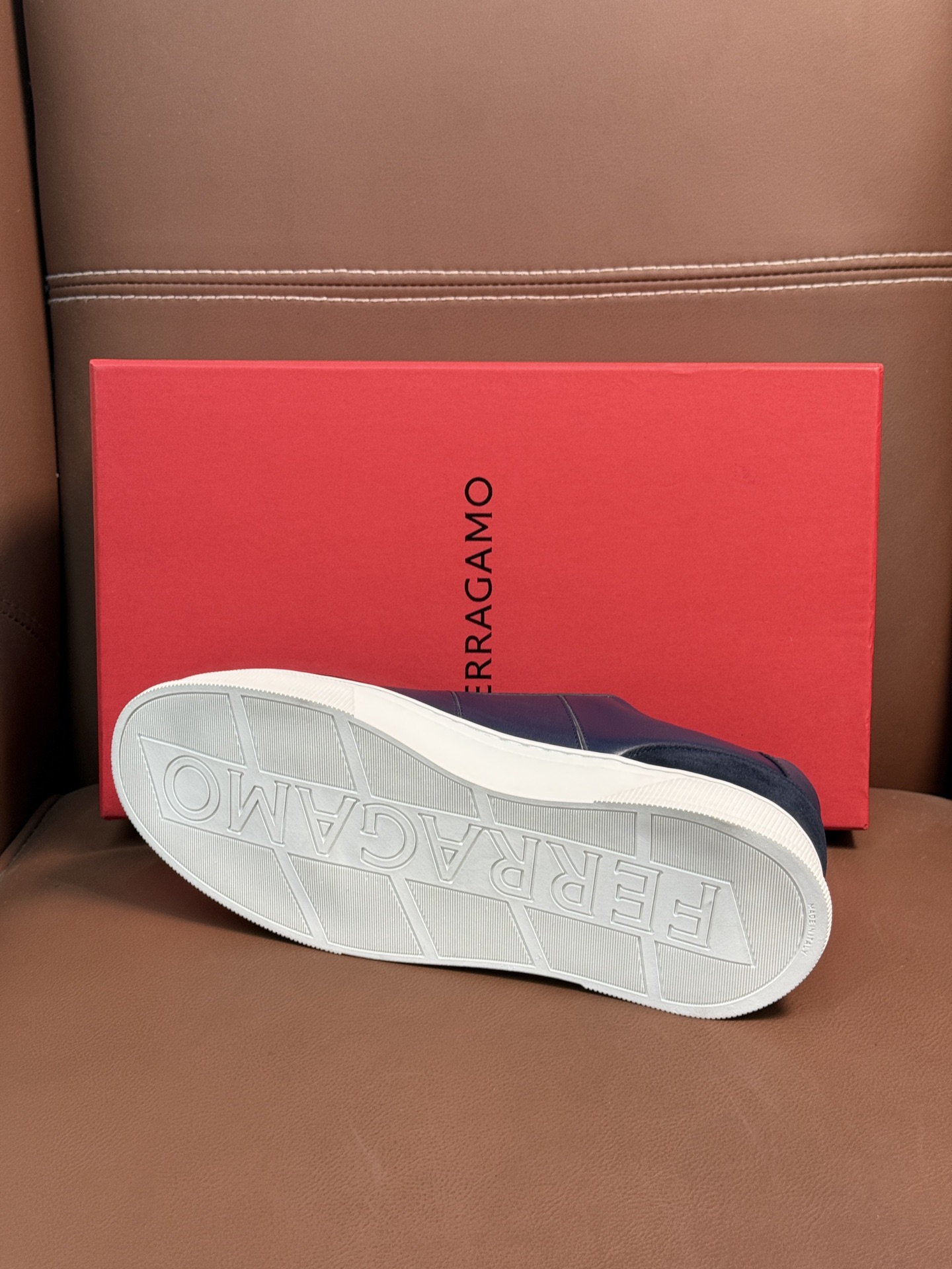 Ferragamo Nappa Leather Sneakers Navy