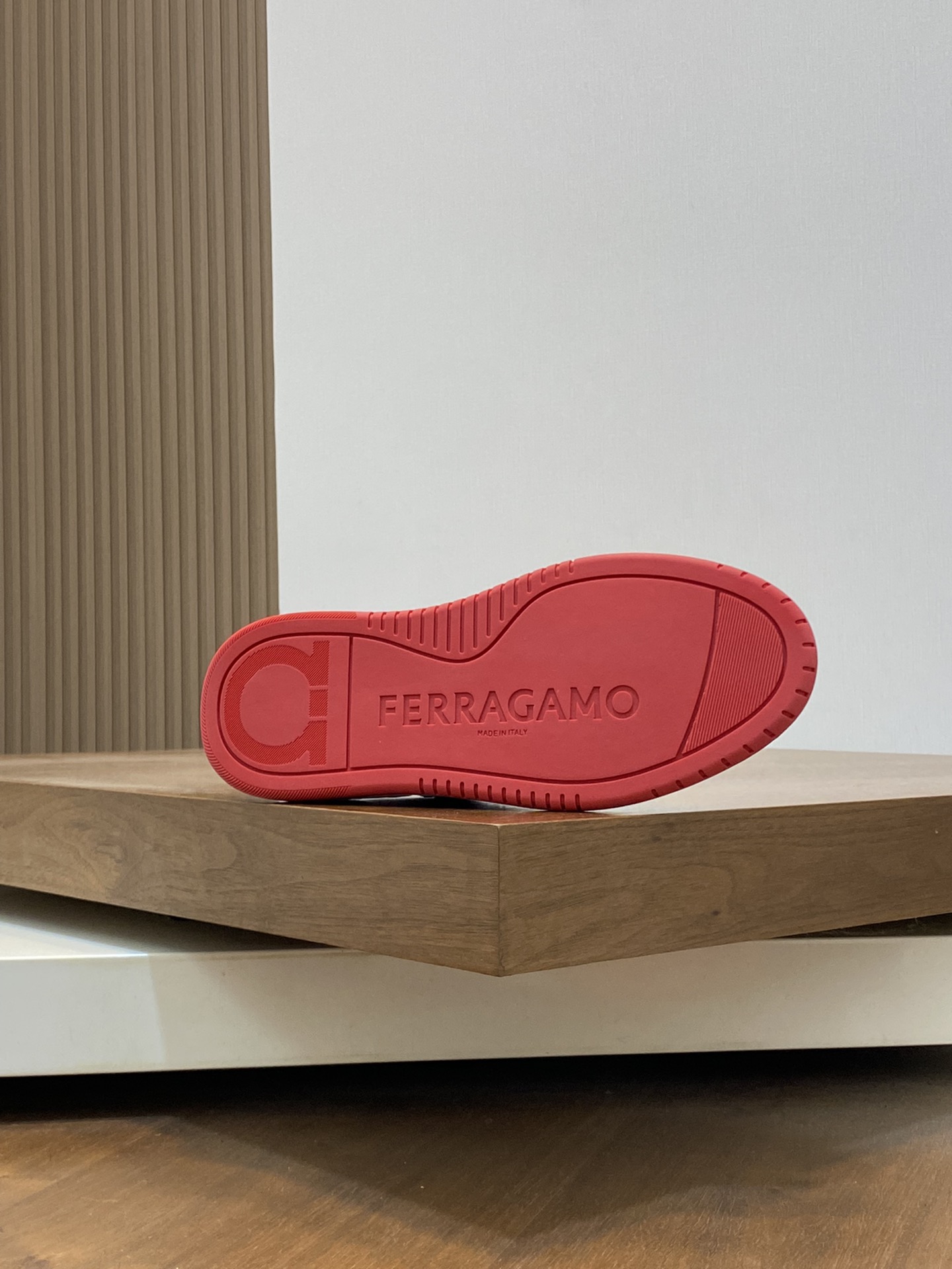 Ferragamo Nappa Leather Logo Sneakers Navy Red
