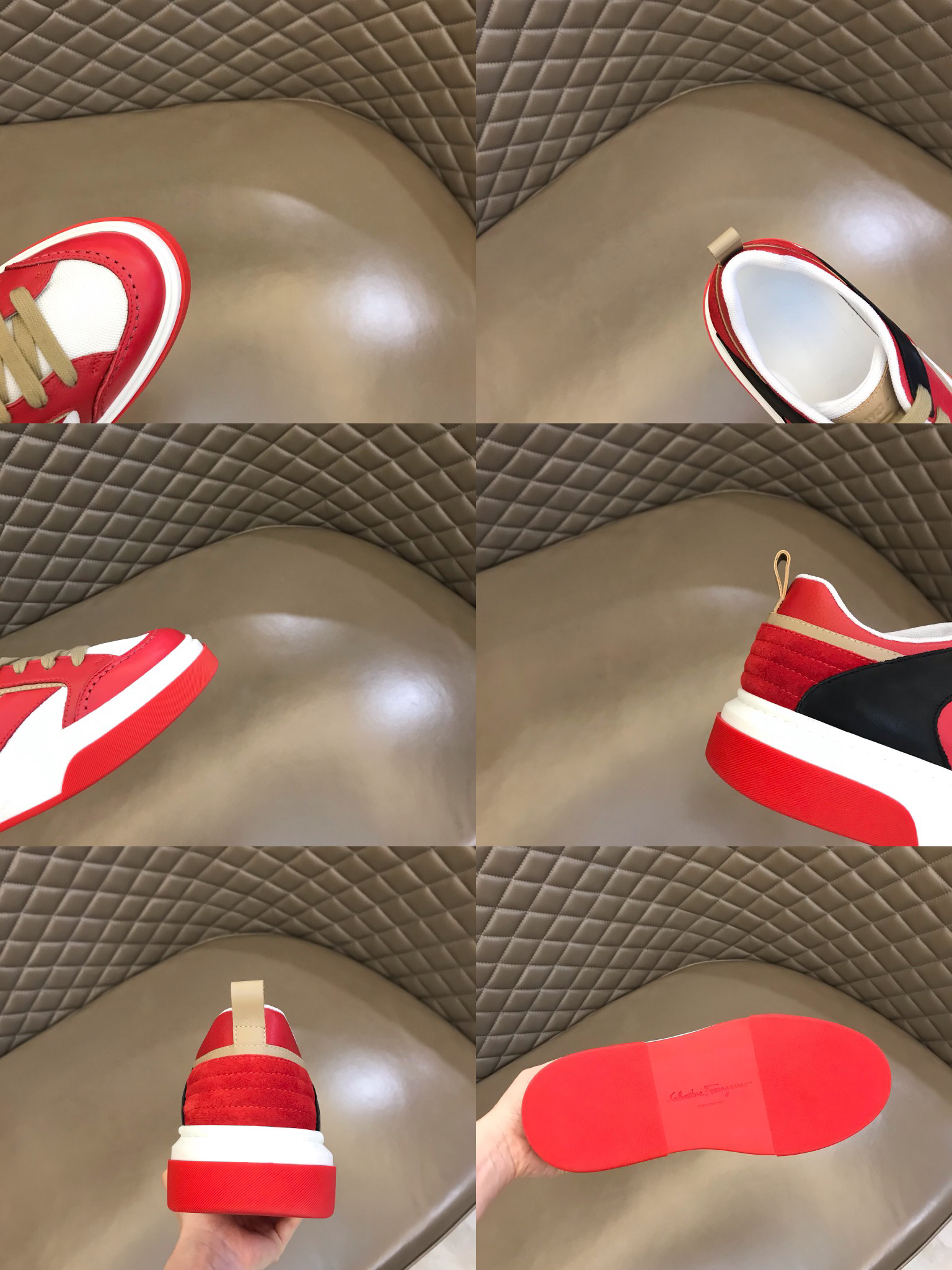 Ferragamo Panel Casual Sneakers Red