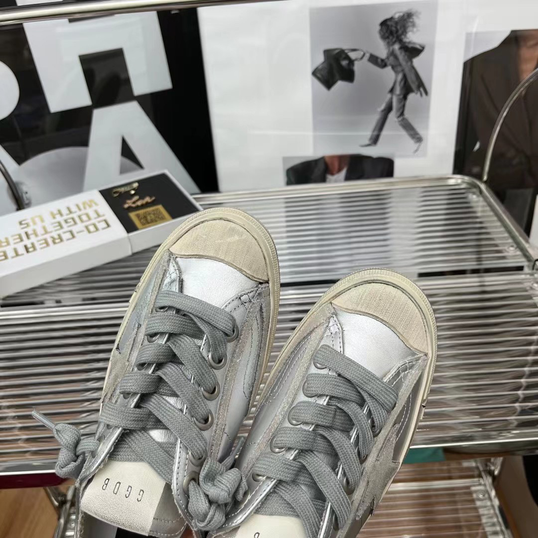 Golden Goose V-Star2 Canvas Sneakers Silver