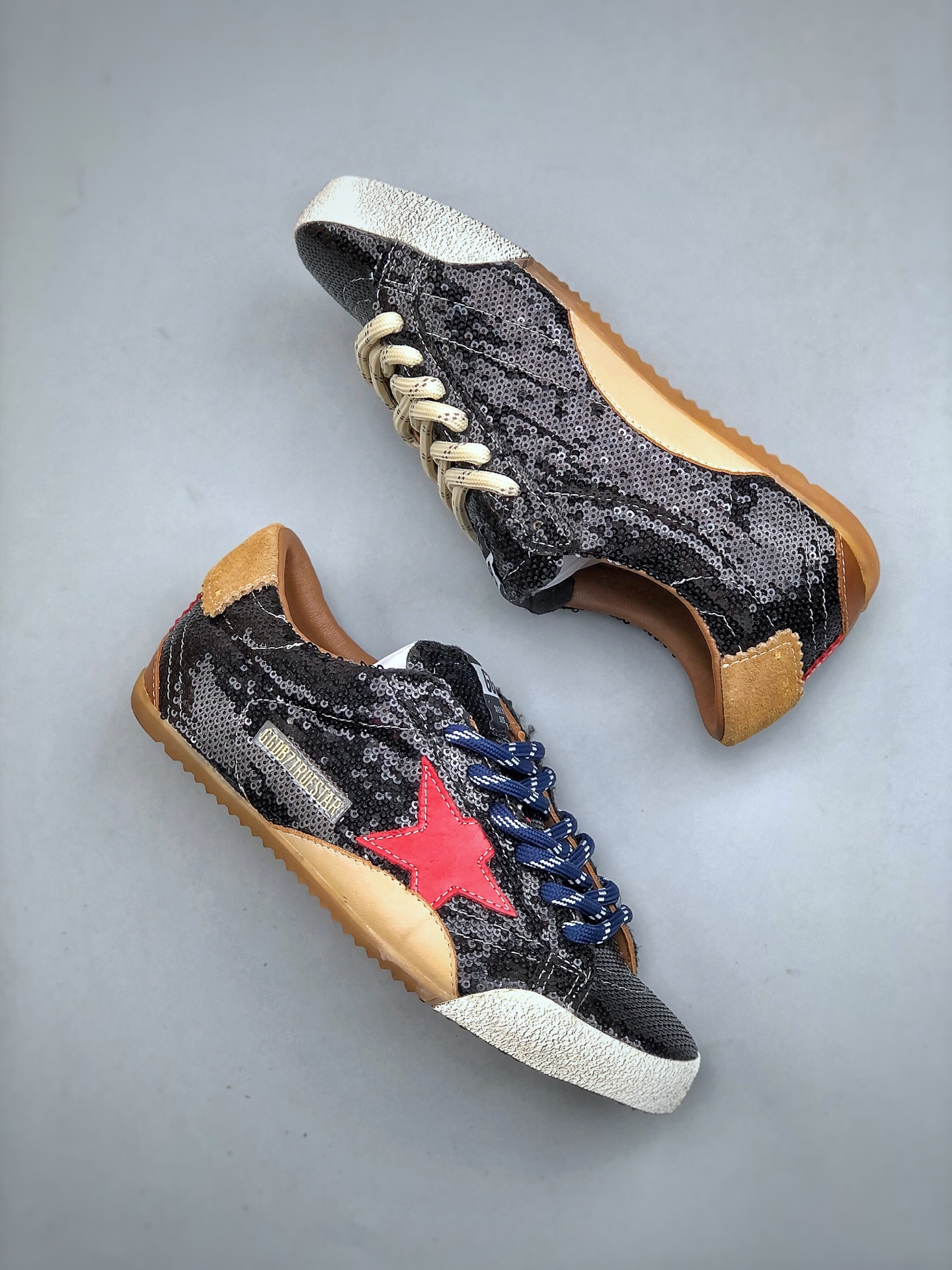 Golden Goose True Star Sequin Sneakers Black/Red