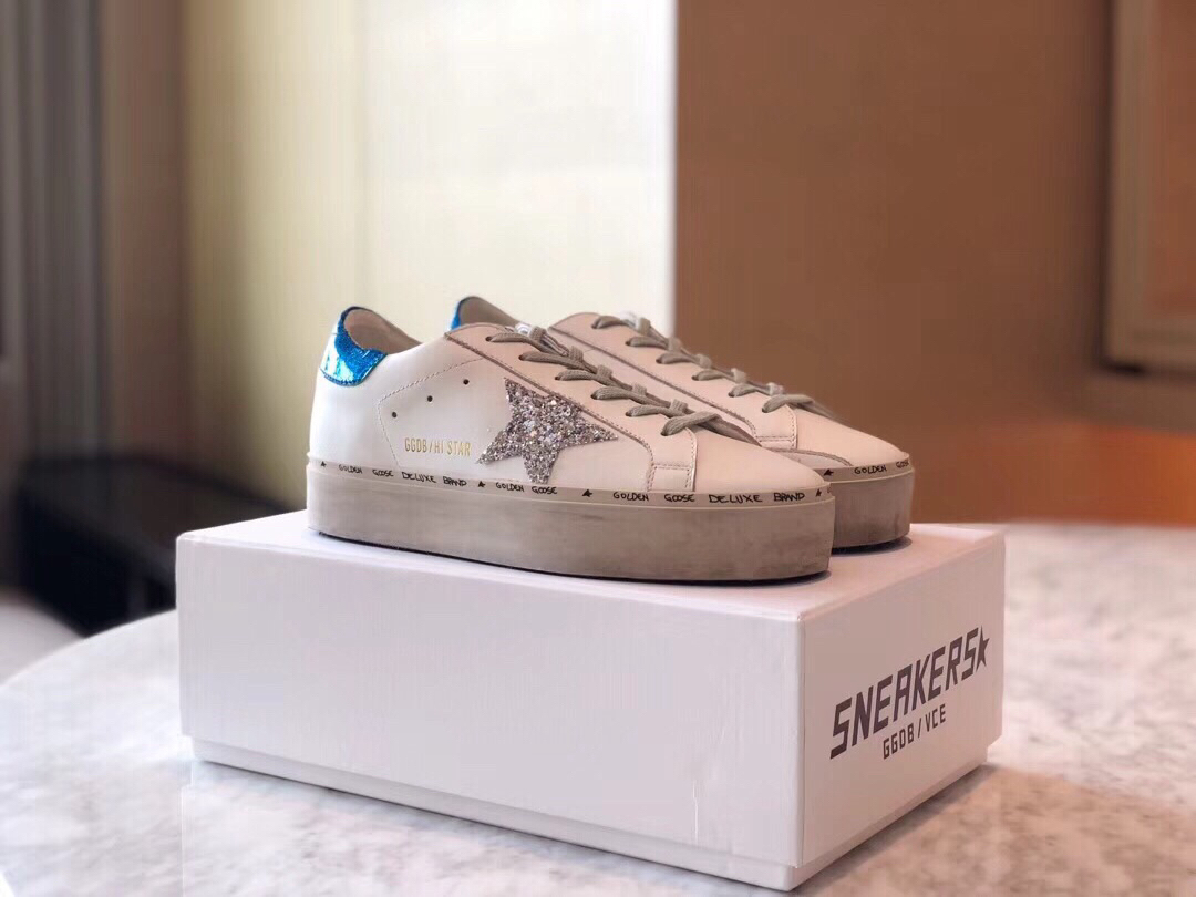 Golden Goose Hi Star Platform Sneakers Blue/Silver