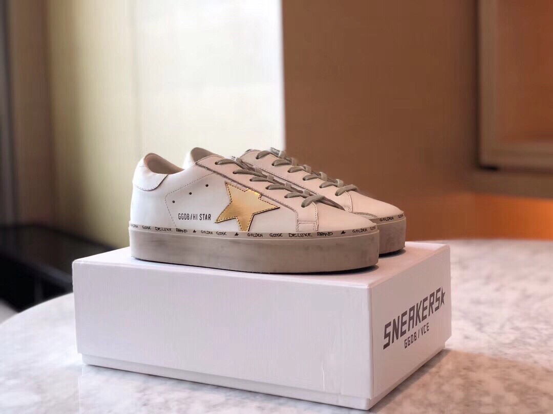 Golden Goose Hi Star Platform Sneakers White/Gold