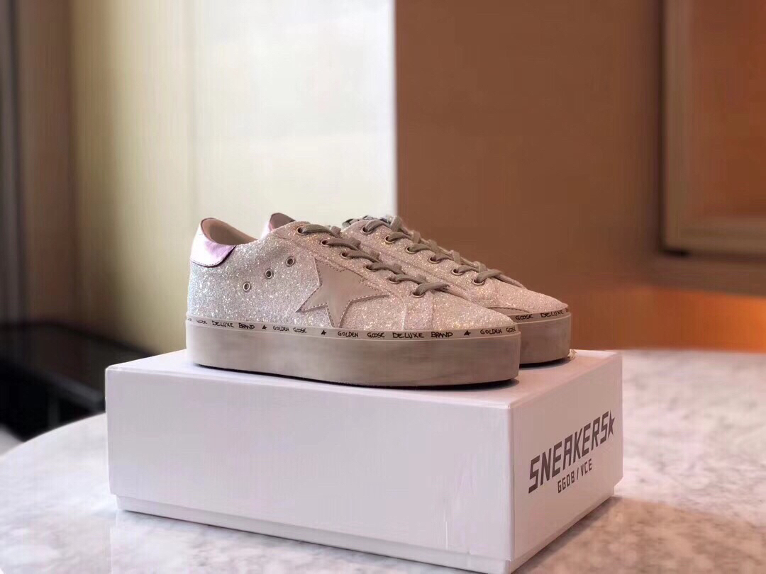 Golden Goose Hi Star Platform Sneakers Iridescent Silver