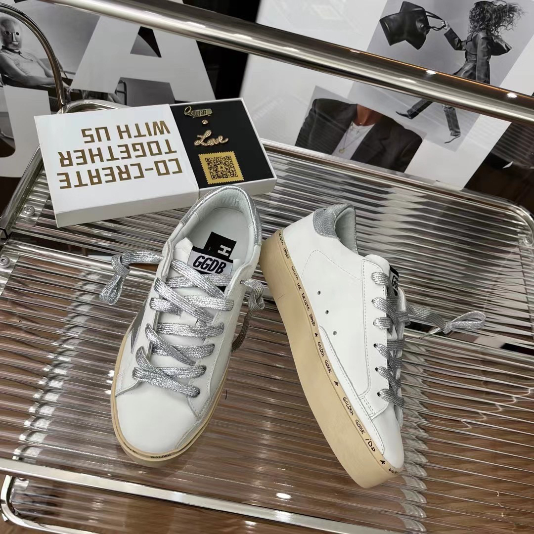 Golden Goose Hi Star Platform Sneakers Silver/White