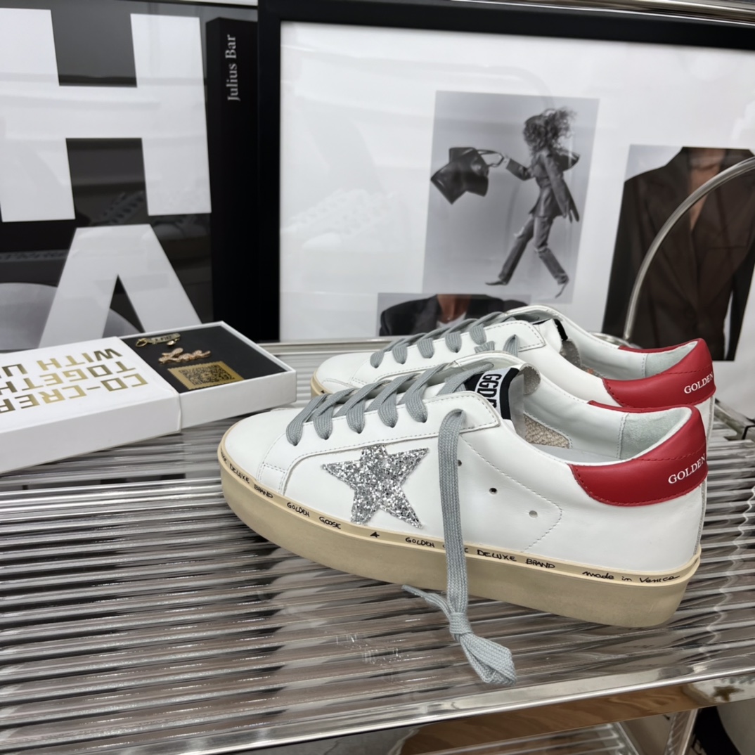 Golden Goose Hi Star Platform Sneakers White/Red