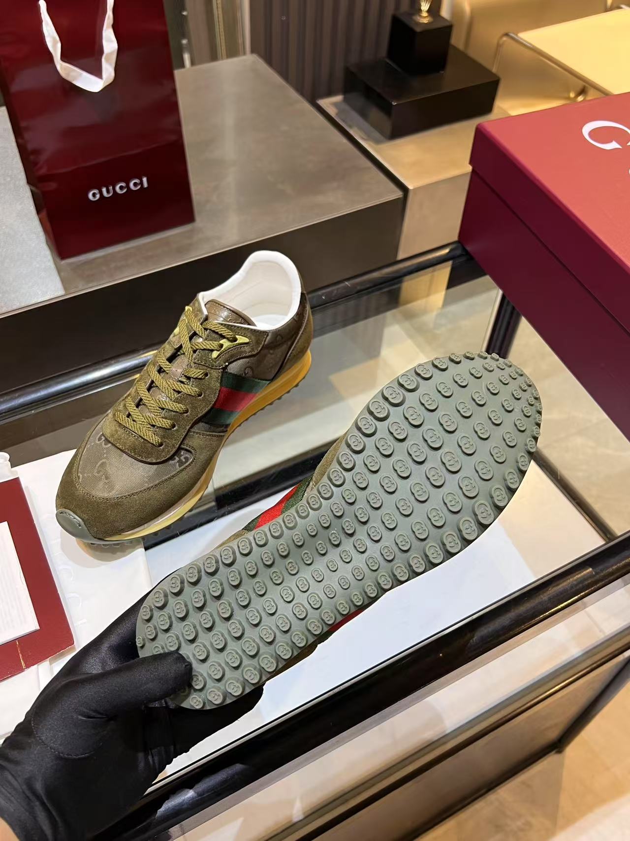Gucci Re-Motion Platform Sneakers Olive