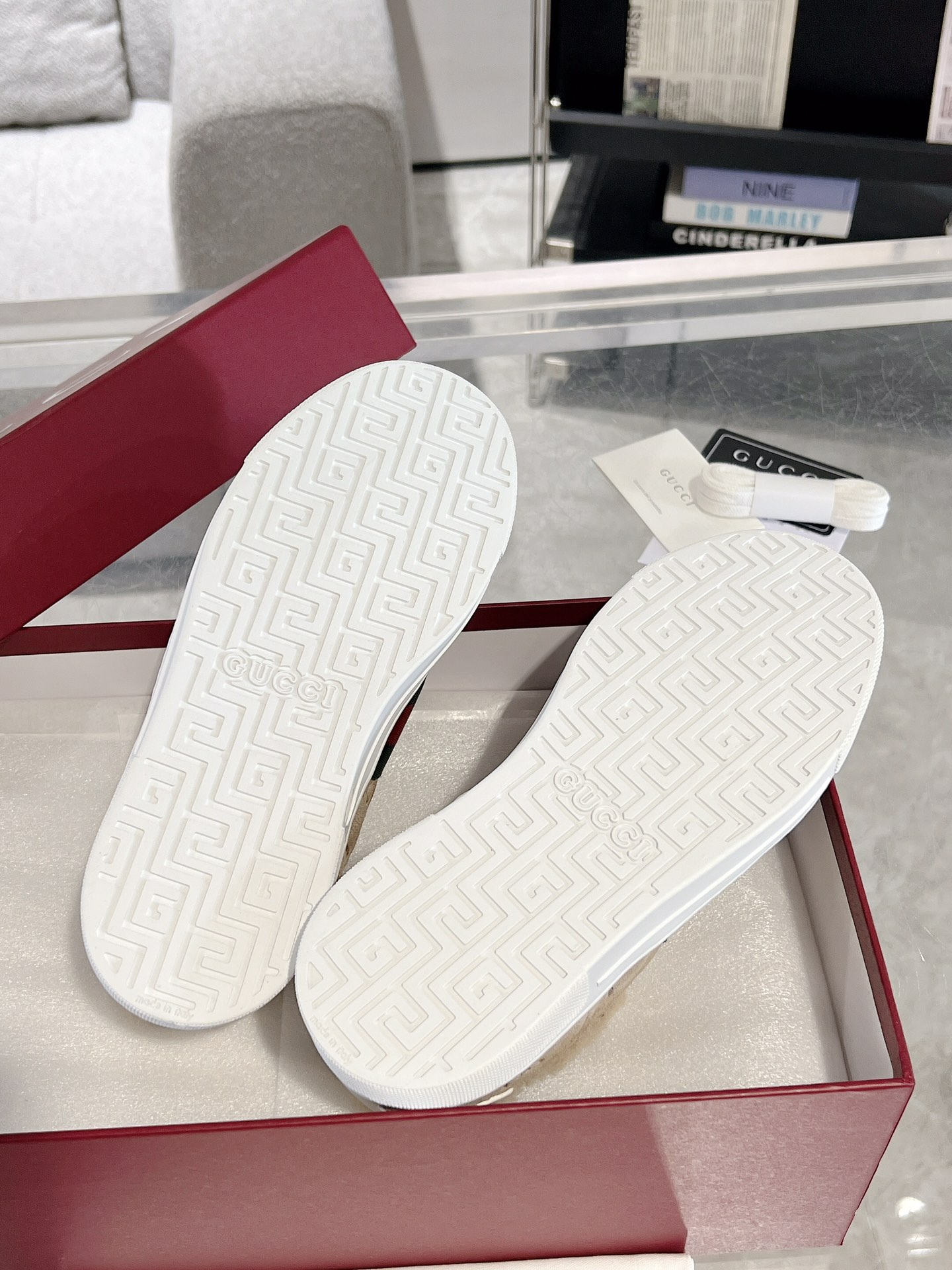 Gucci Ace GG Suede Shearling Sneakers Beige