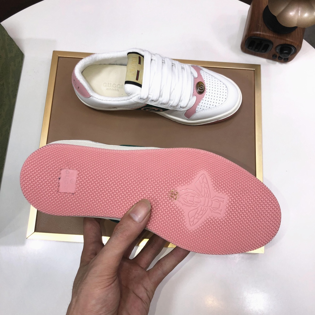 Gucci GG Knit Low-Top Sneakers White Green Pink