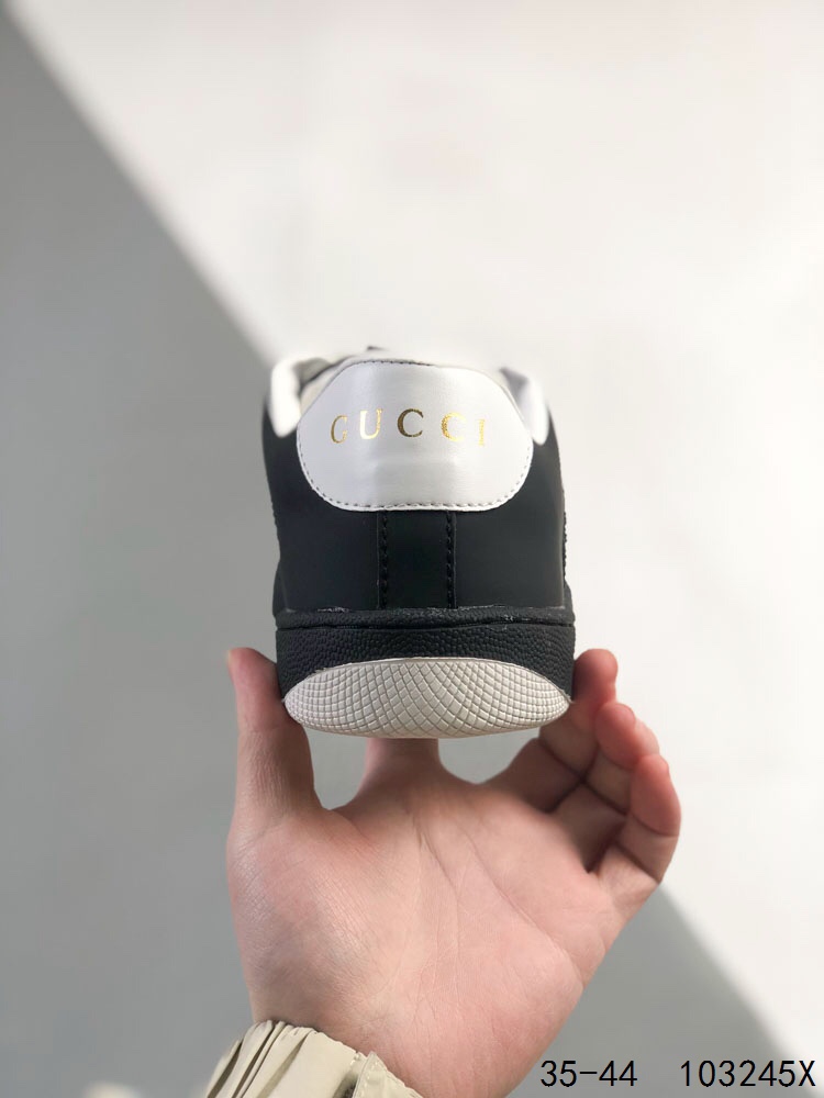 Gucci Distressed Screener Sneakers Black/White