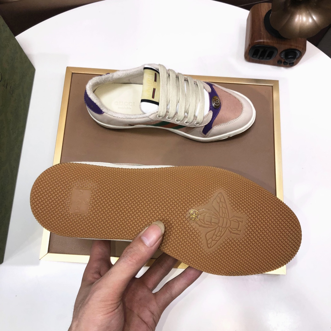 Gucci Web Stripe Low-Top Sneakers Beige Purple