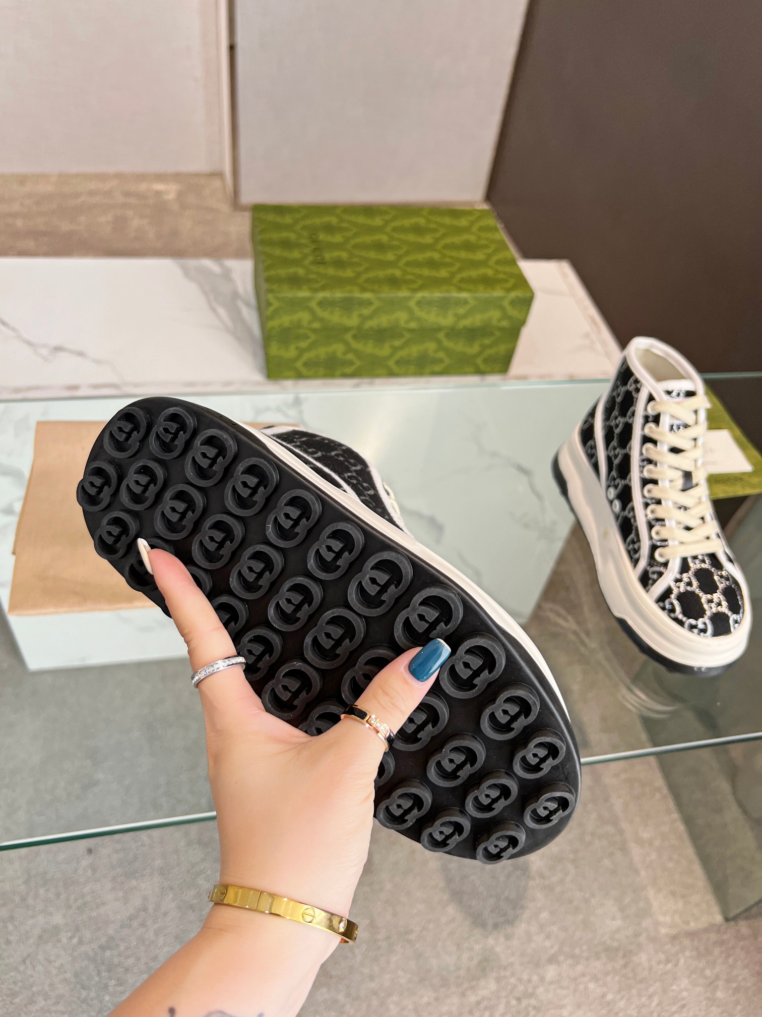 Gucci GG Platform High-Top Sneakers Black