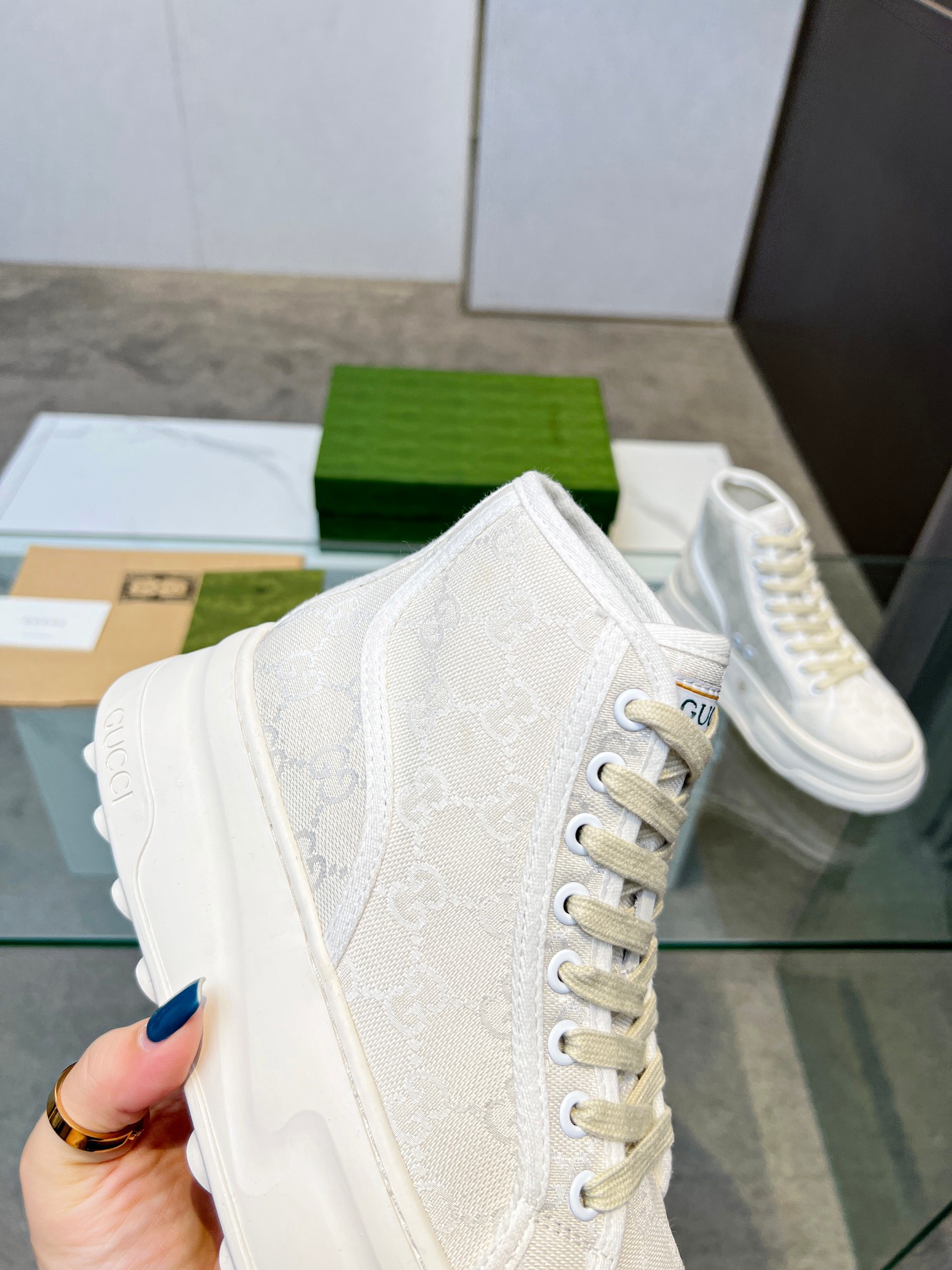 Gucci GG Platform High-Top Sneakers White