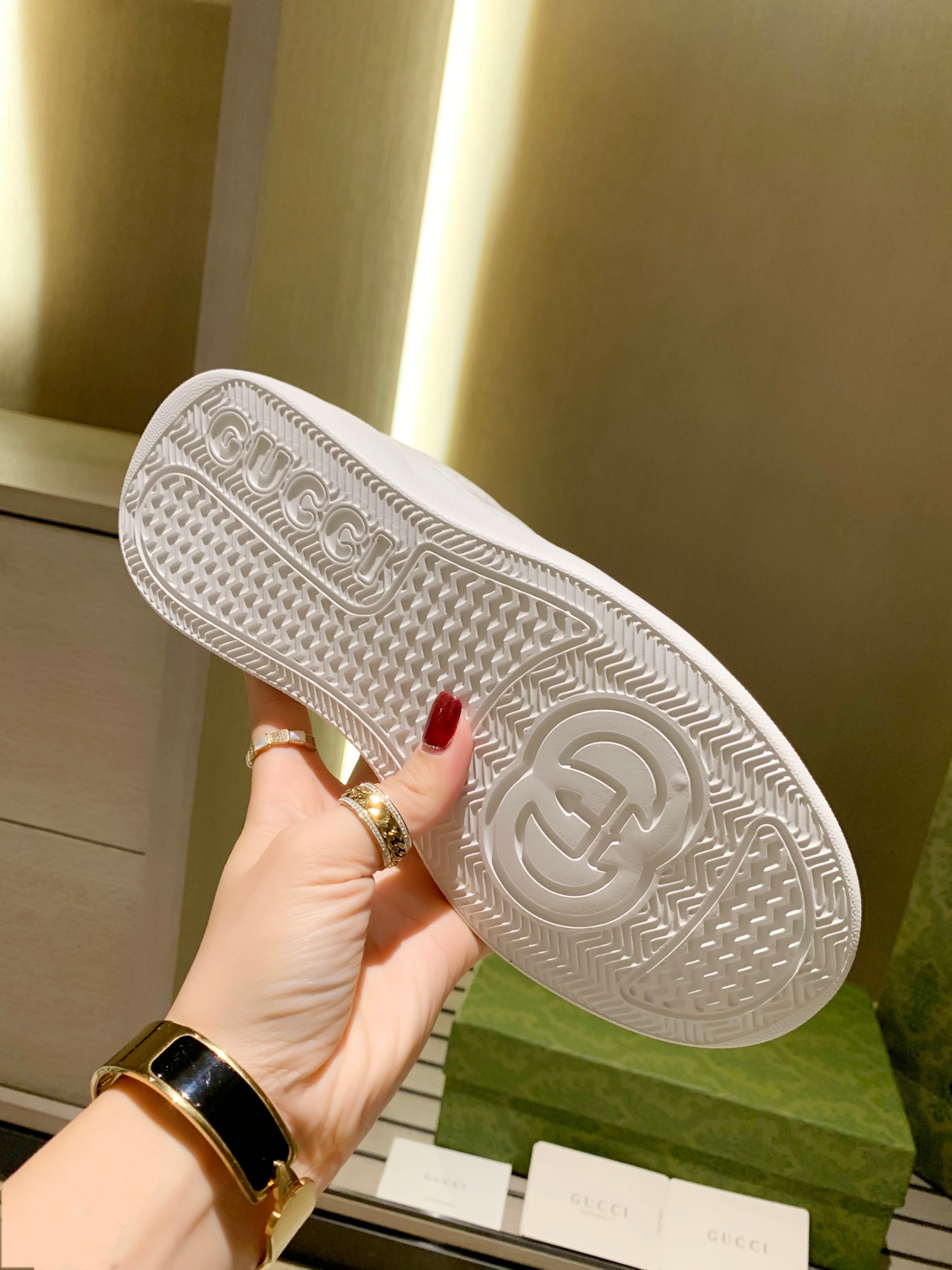 Gucci GG Leather Platform Sneakers White