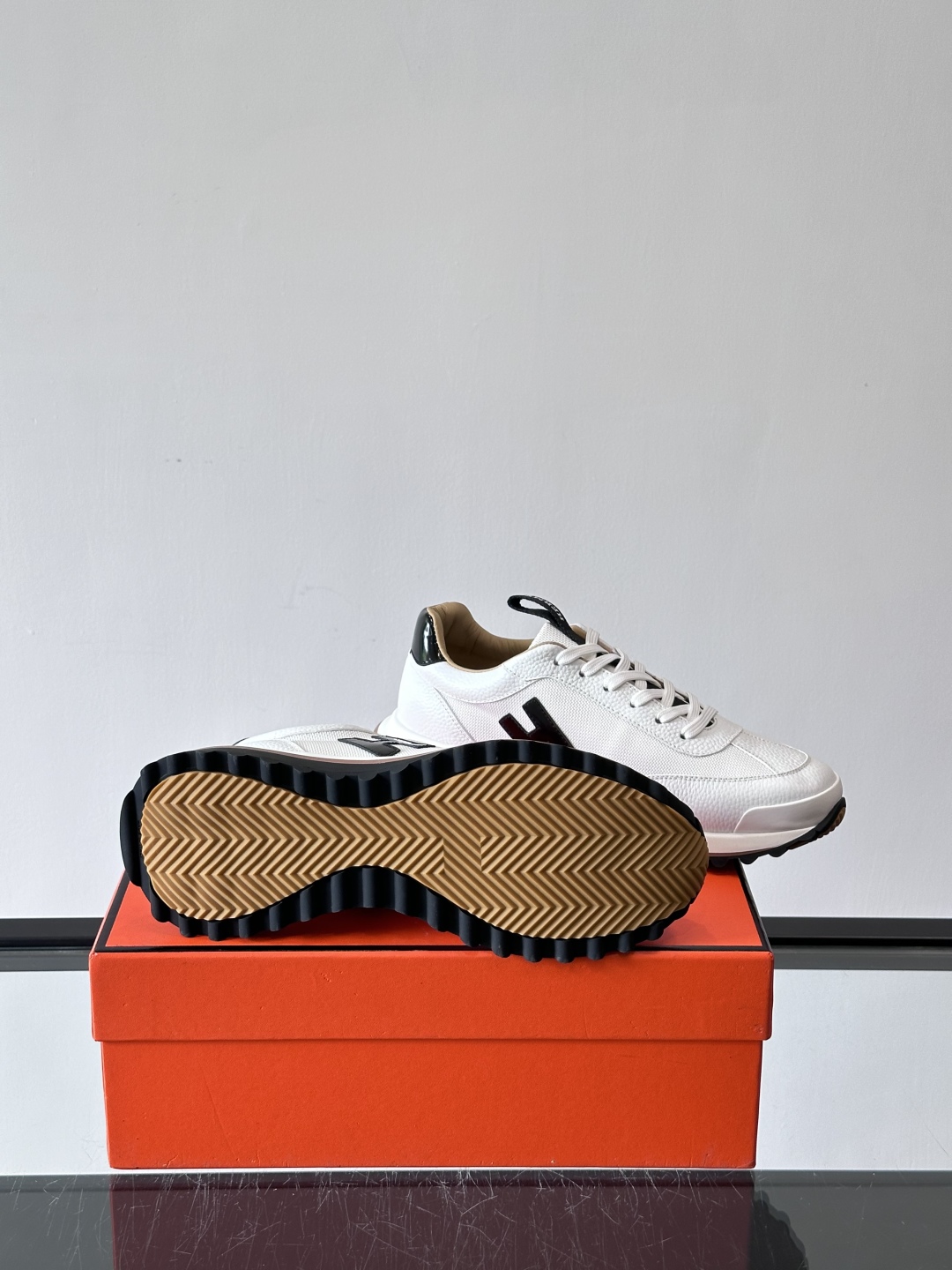 Hermes Hugo Platform Sneakers White