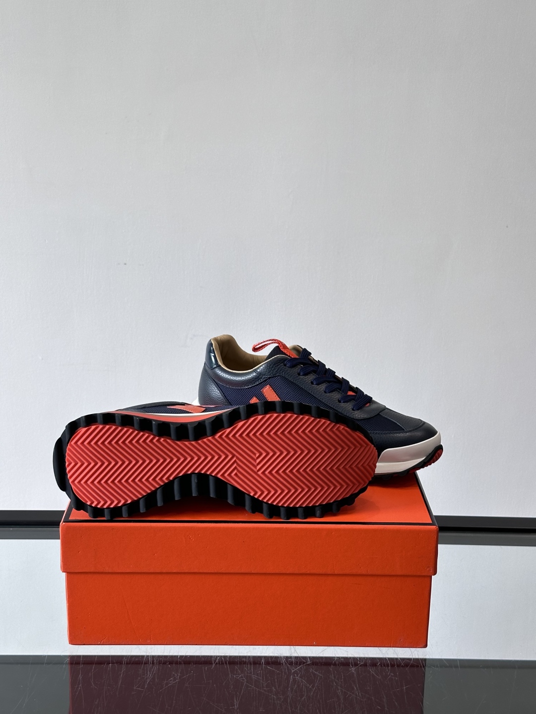 Hermes Hugo Platform Sneakers Navy/Red