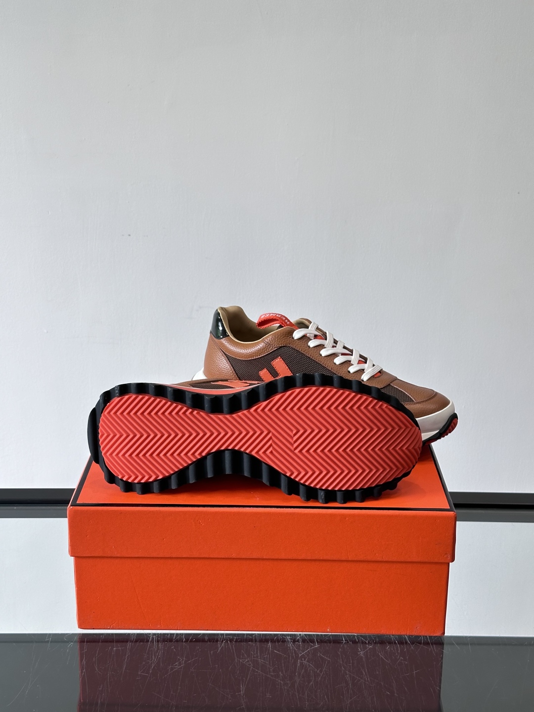 Hermes Hugo Platform Sneakers Brown