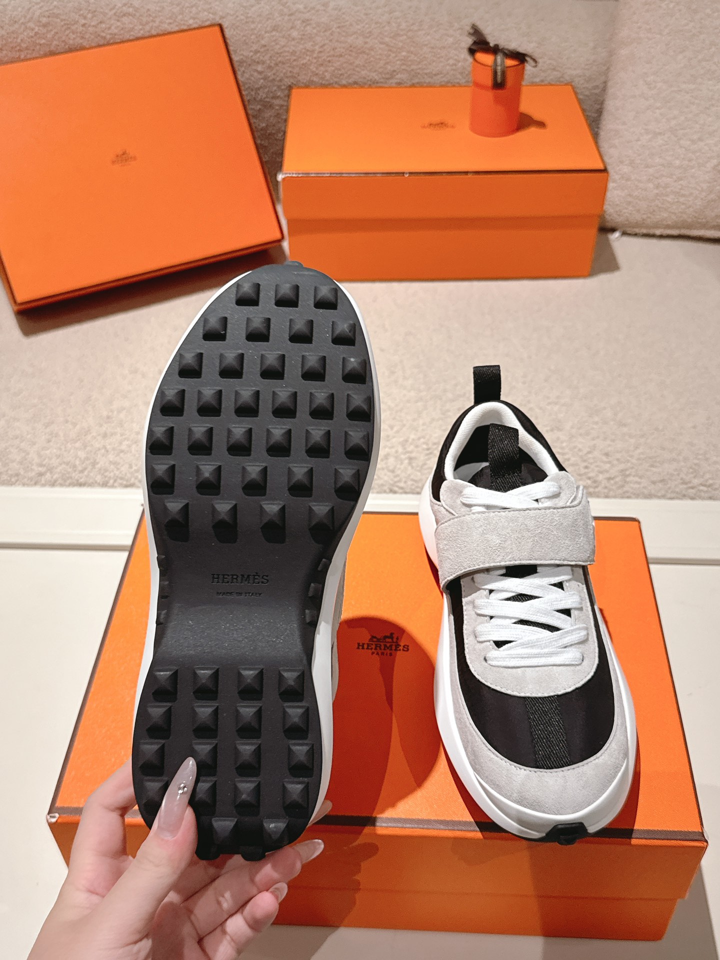 Hermes Couple Sport Sneakers Black/Grey