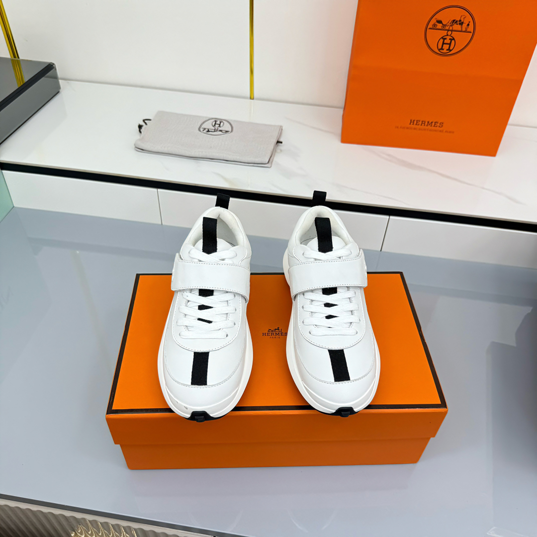 Hermes Loosneaker Velcro Sneaker White