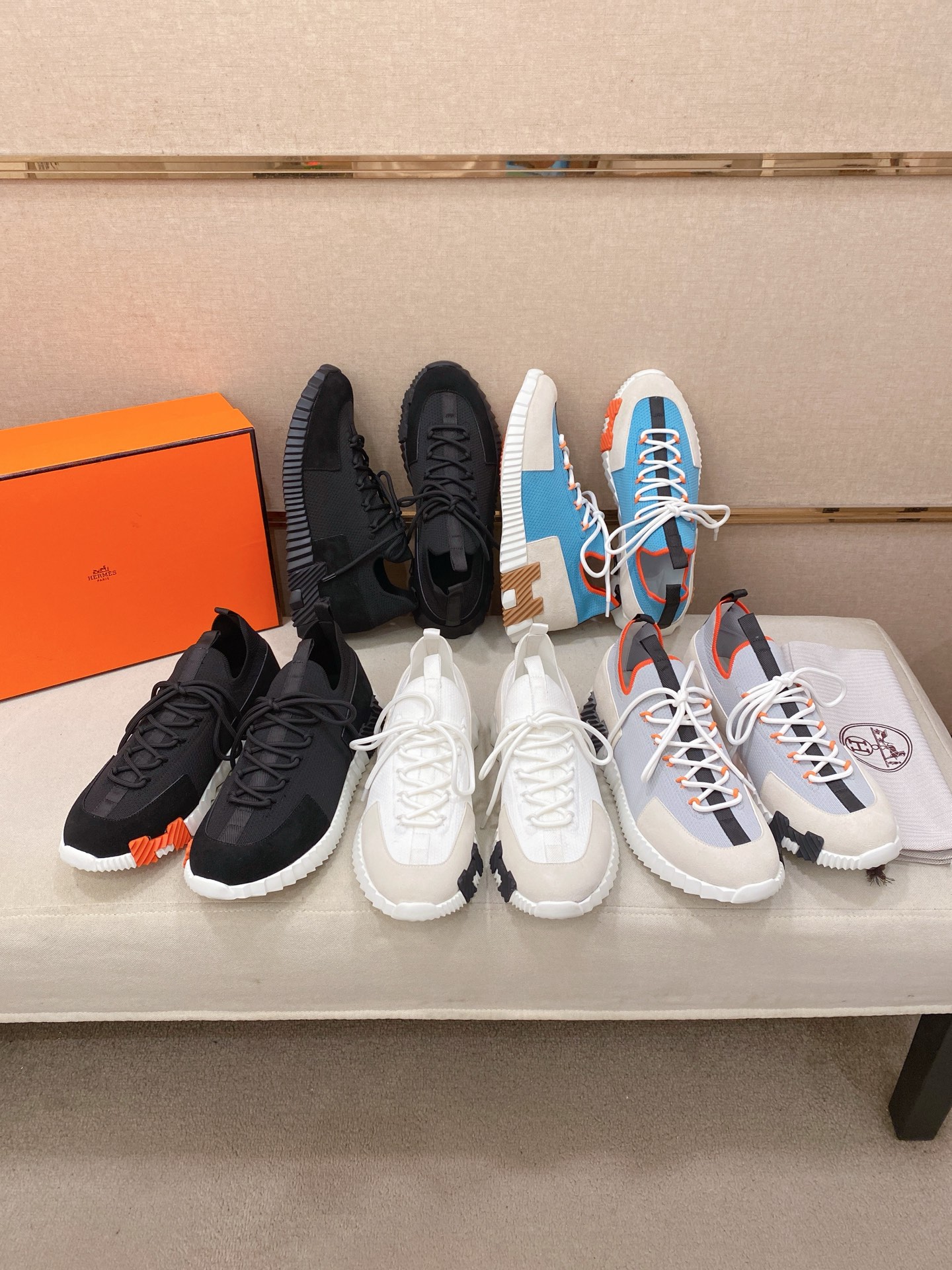Hermes Tech Knit Sneakers Grey