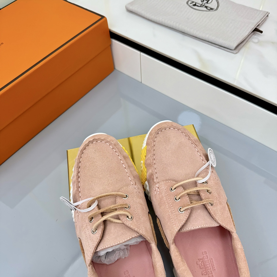 Hermes Loosneaker Suede Leather Sneakers Pink