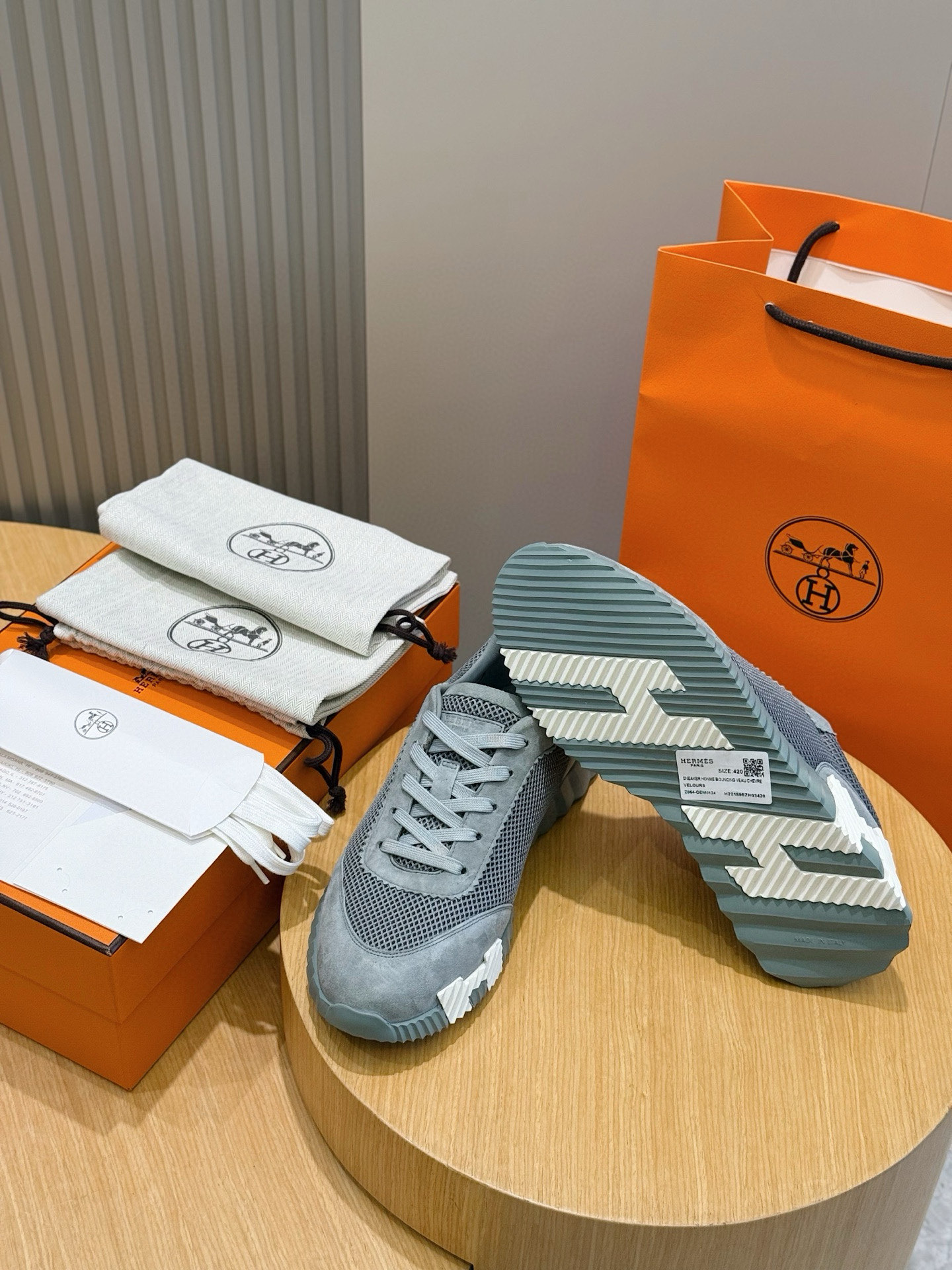 Hermes Bouncing Mesh Sneakers Gray