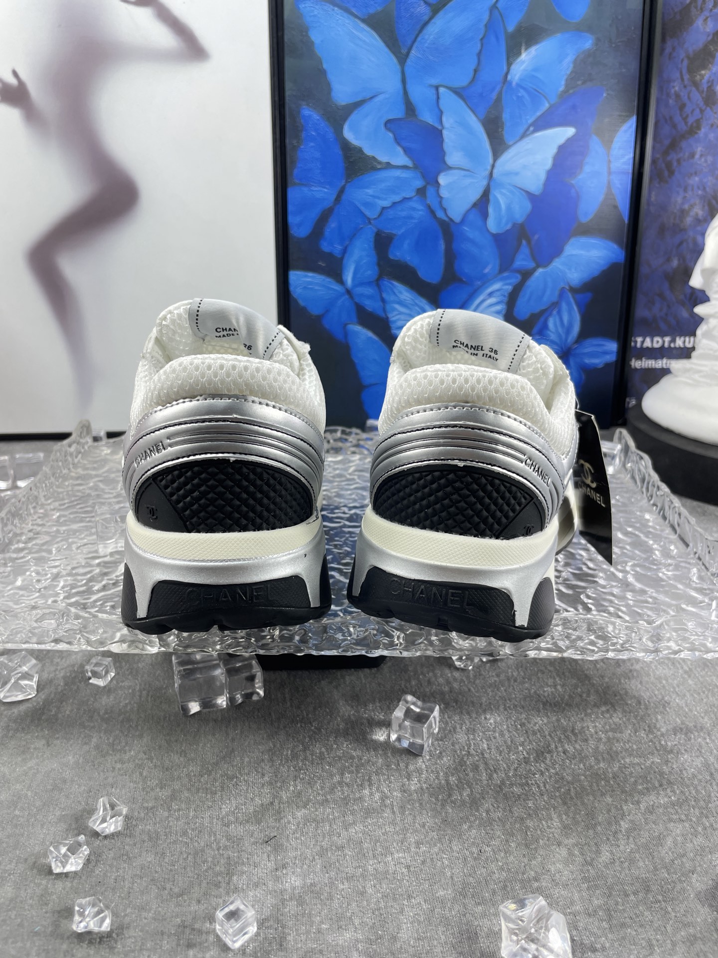 Chanel 8811 Chunky Mesh Sneakers Silver