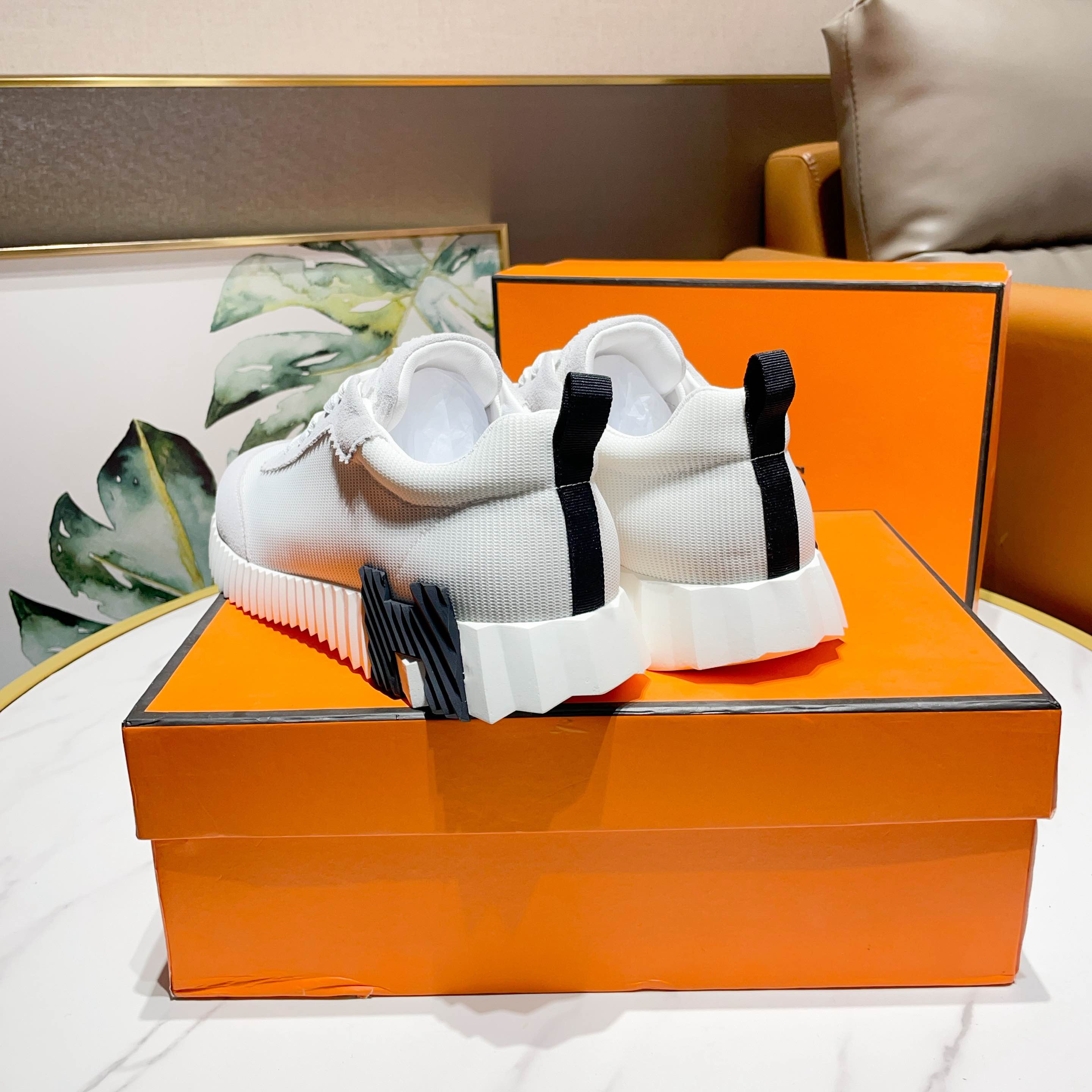 Hermes H Logo Chunky Sneakers White