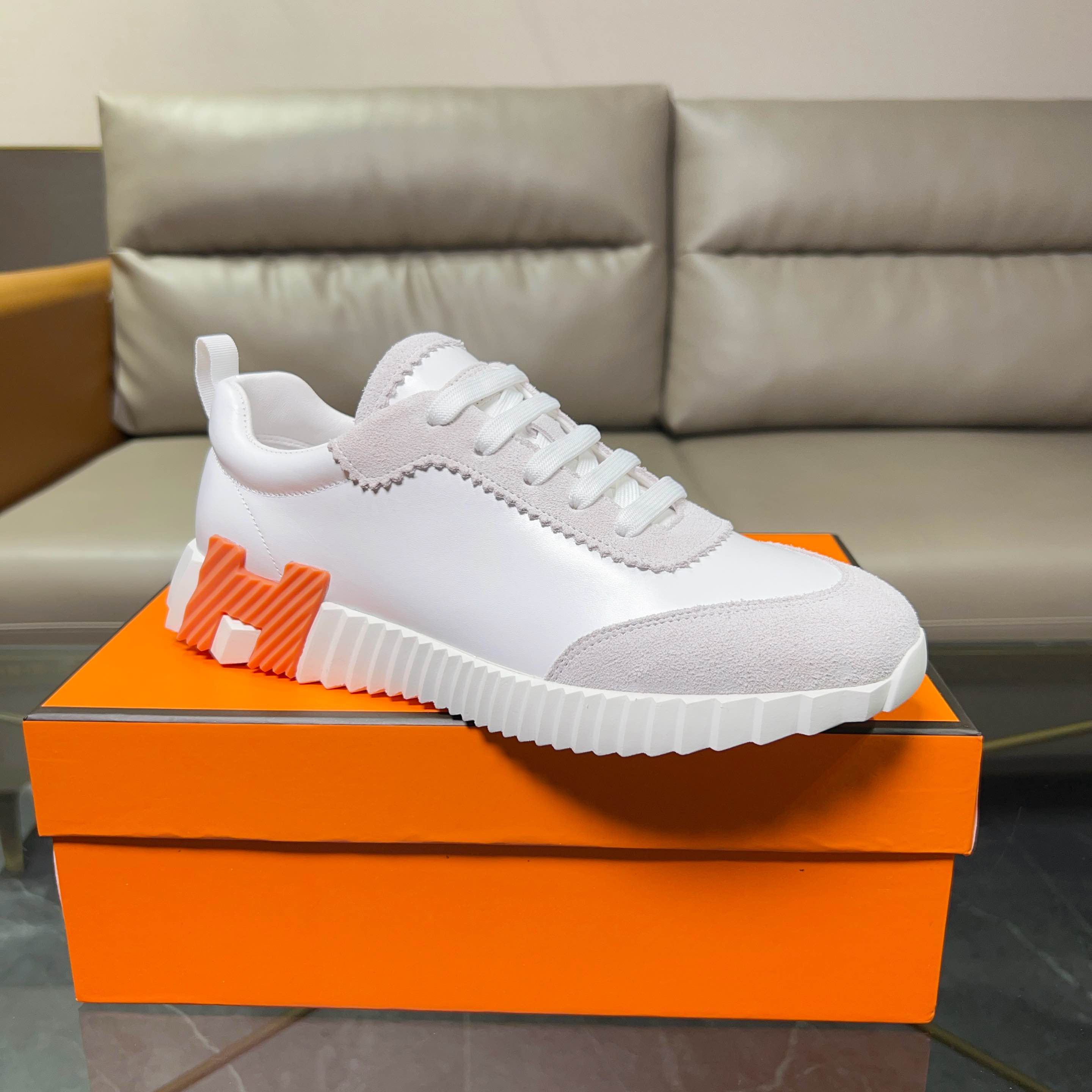 Hermes H Logo Chunky Sneakers White