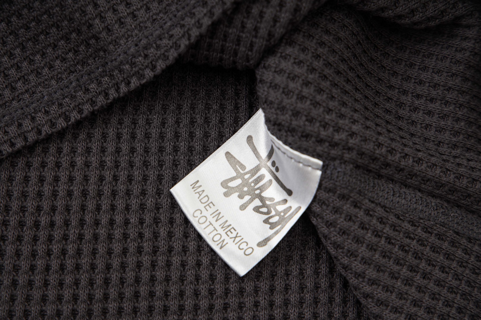 Stussy Waffle Raglan Logo Tee Dark Grey
