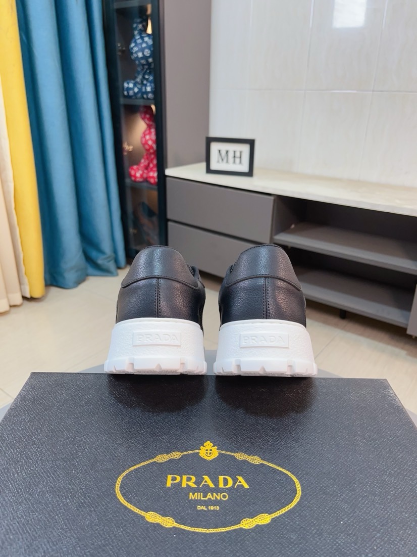 Prada Mesh Leather Sneakers Black
