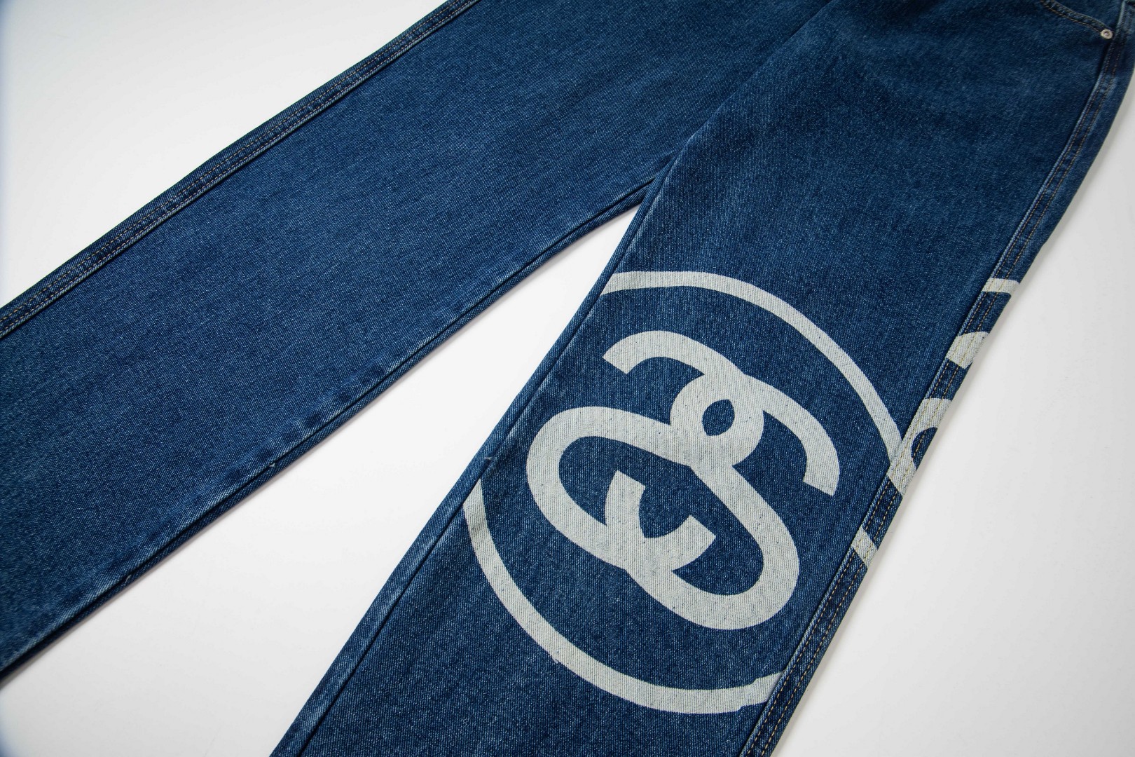 Stussy SS25 Logo Print Jeans Blue
